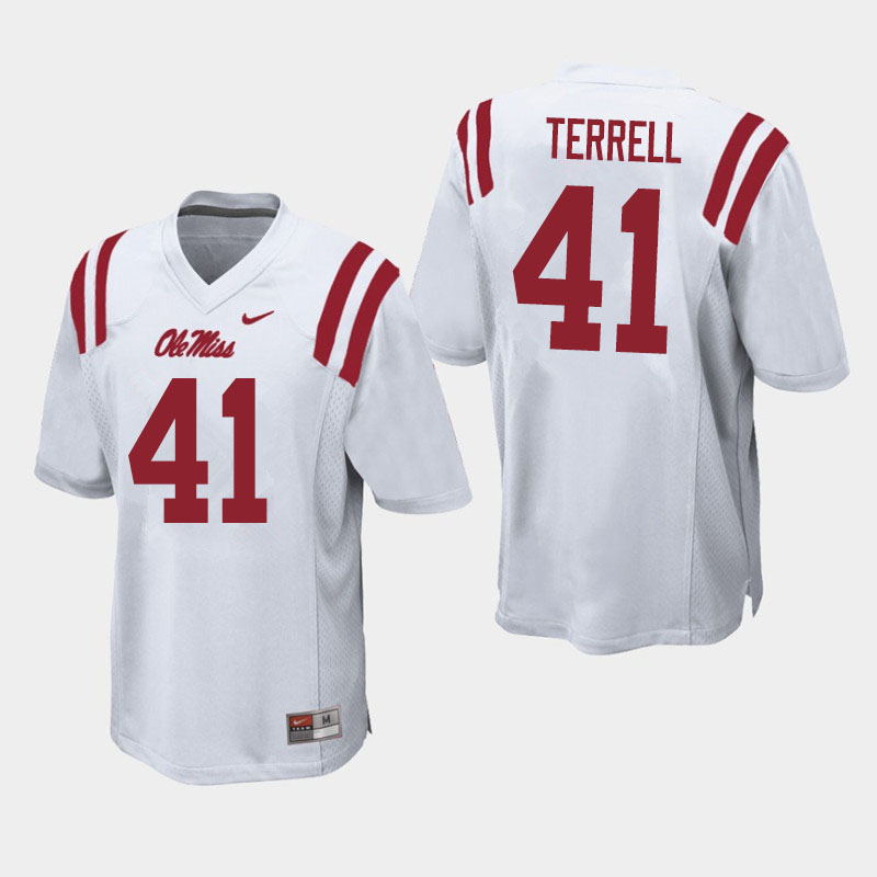 C.J. Terrell Ole Miss Rebels NCAA Men's White #41 Stitched Limited College Football Jersey TAD1758CS